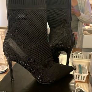 Black studded ankle booties